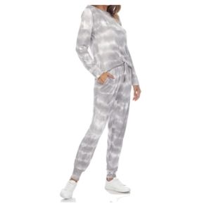 Super Soft Tie-Dye Lounge Set, Size Medium, Gray